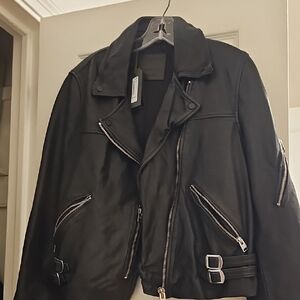 All Saints Black Leather Biker Jacket